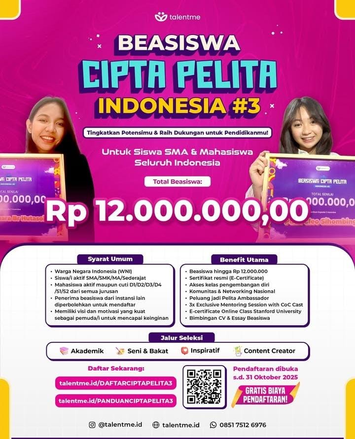 Poster BEASISWA CIPTA PELITA INDONESIA #3
